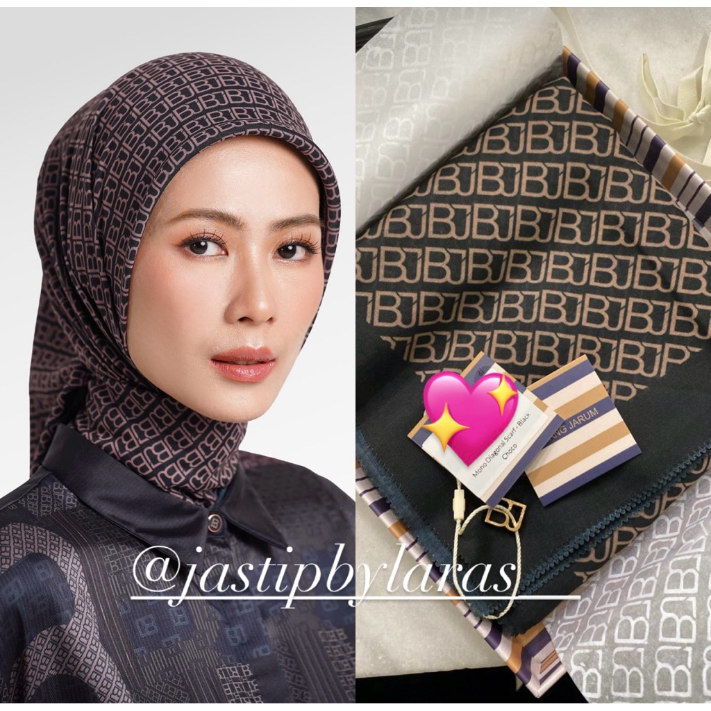MONO DIAGONAL SCARF BLACK CHOCO NEEDLE THREAD