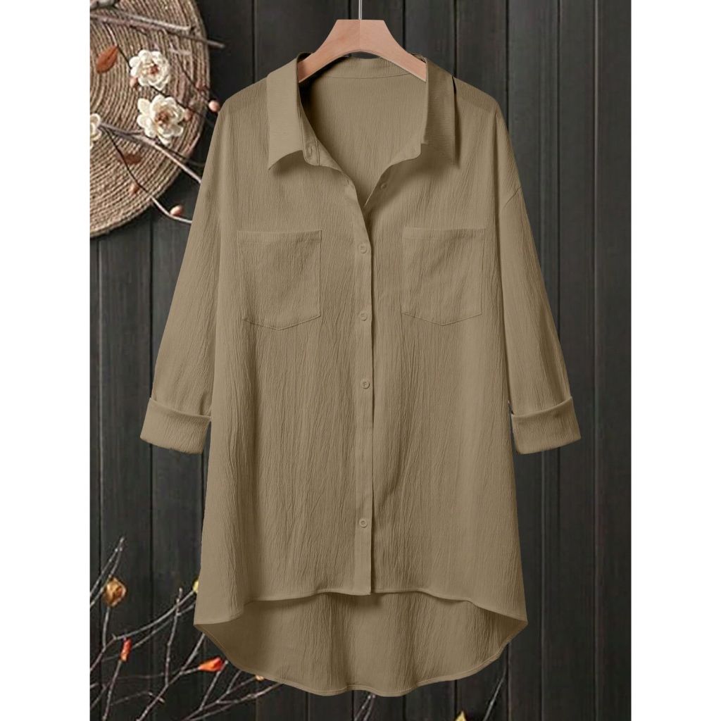 เสื้อเชิ้ตผู้หญิง KEMEJA Baic Temu รุ่นกระเป๋า สวมใส่สบาย