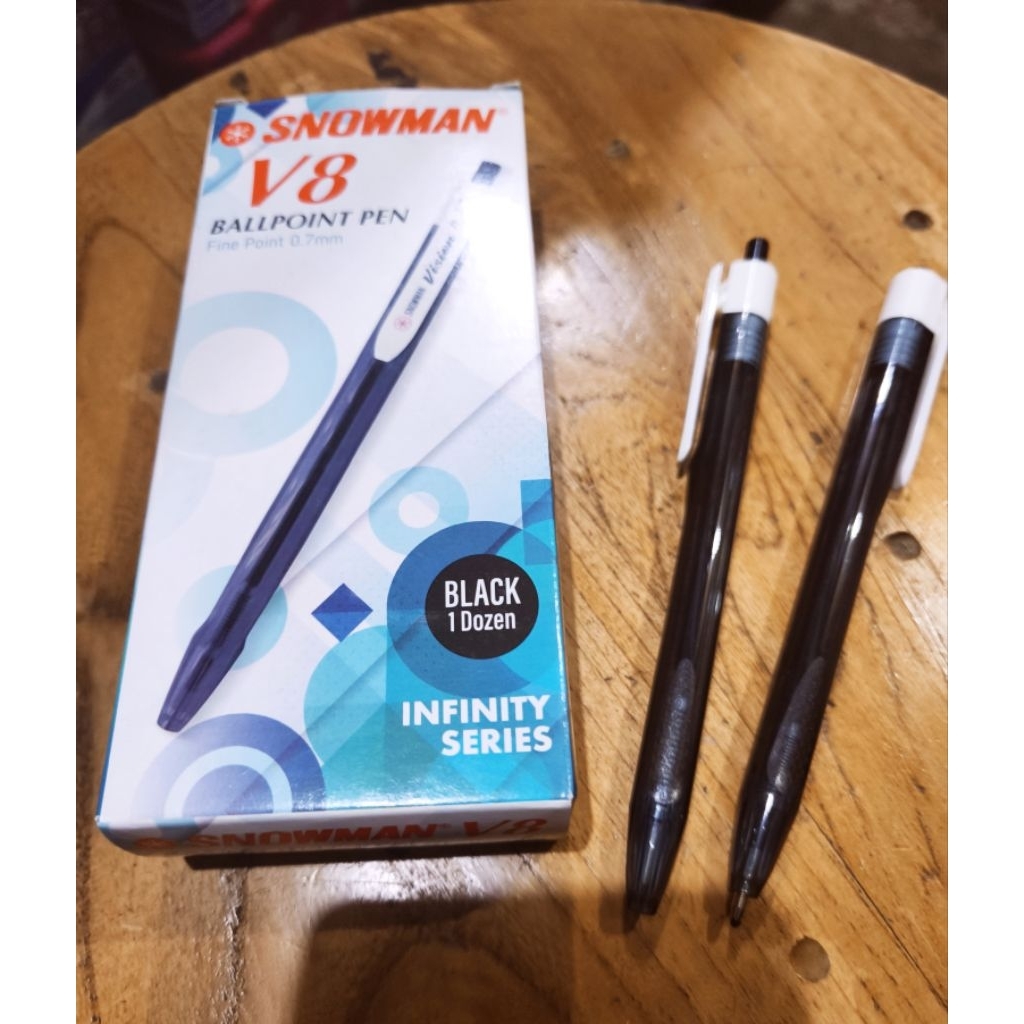 (12 ชิ้น) SNOWMAN V8 BLACK INK 0.7MM THICKNESS PER PACK