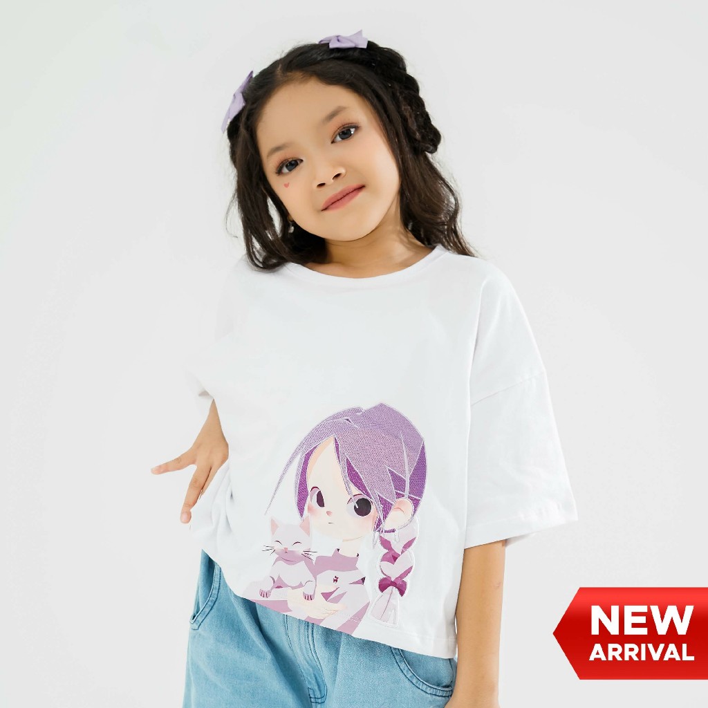เสื้อยืดแขนสั้นสีขาว Cressida Kids Girl - 1EB057P