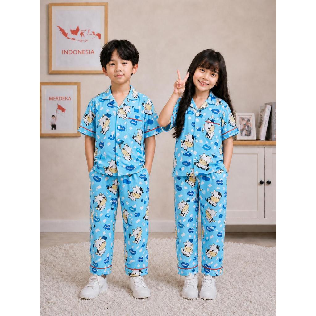 COW CHARACTER CHILDRENS PAJAMAS / CHILDRENS SLEEPWEAR / CHILDRENS SLEEPWEAR
