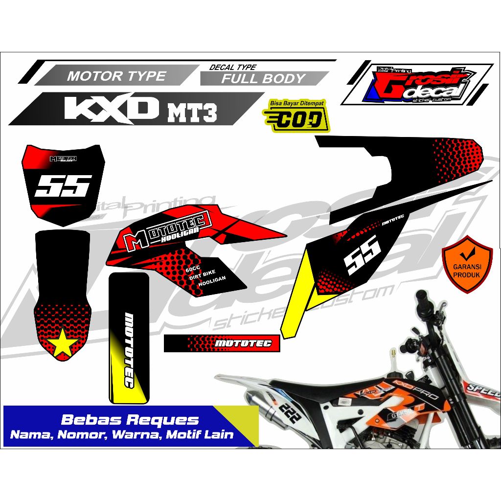 Mini Trail Sticker 50cc KXD MT3 Full Body Free Custom