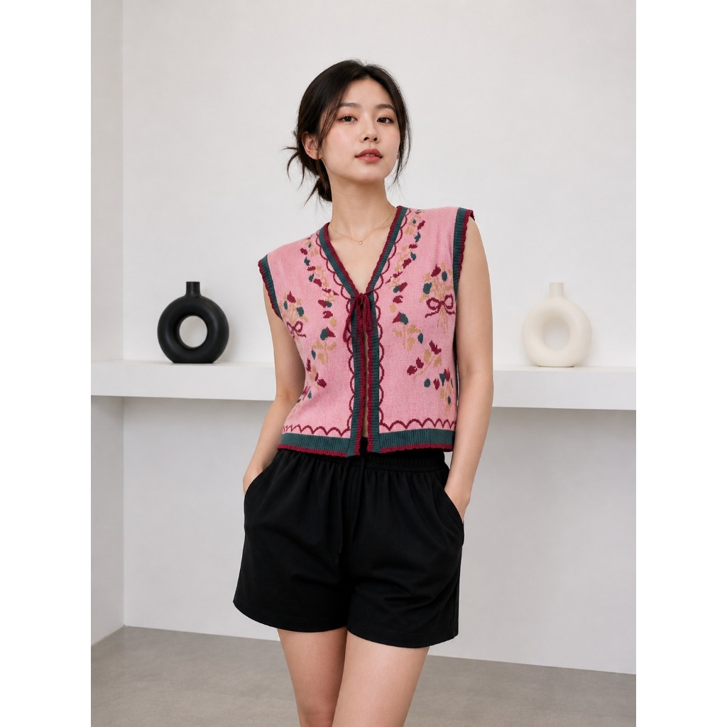 FLOWERS VEST / ZORA FLOWERS VEST / ผู้หญิง KNIT VEST
