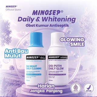 Minosep Obat Kumur Antiseptik DAILY + WHITENING Karang Gigi, Bau Mulut, Sariawan, Gigi Glowing