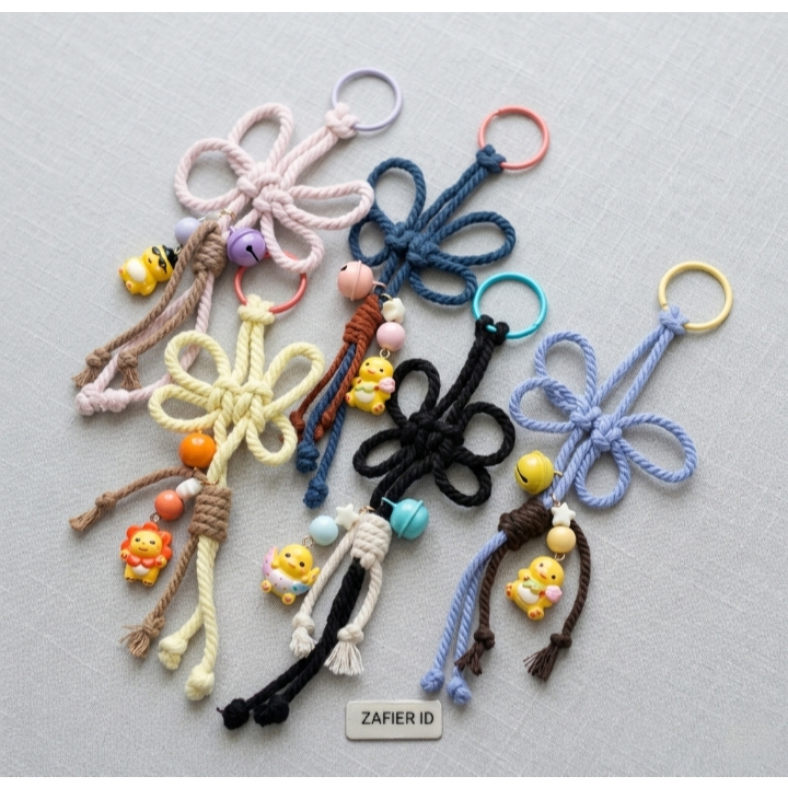 GANTUNGAN BUTTERFLY KEYCHAIN NAILONG STRAP HP CUTE HANDMADE KEY BAG