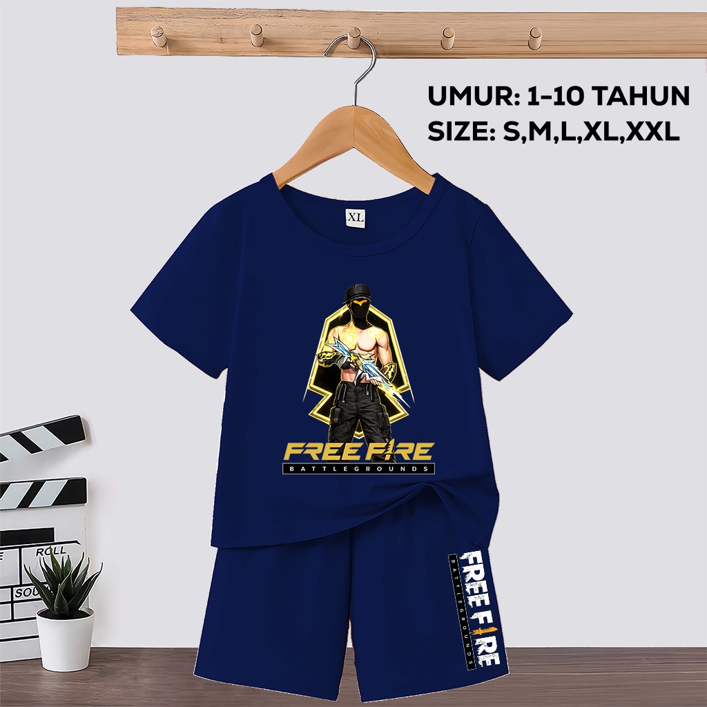 ชุดสูทเด็กผู้ชาย Free Fire ใหม่ Free Fire เสื้อผ้าเด็กผู้ชายแขนสั้น