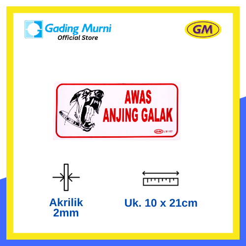 GM LABEL BEWARE OF FIERCE DOG LM-117 MEDIUM