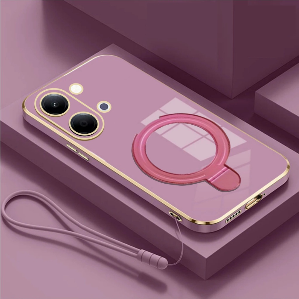 Magsafe Vivo Y05 เคสแหวนซิลิโคน TPU แม่เหล็กพร้อมเชือกเส้นเล็กฟรี