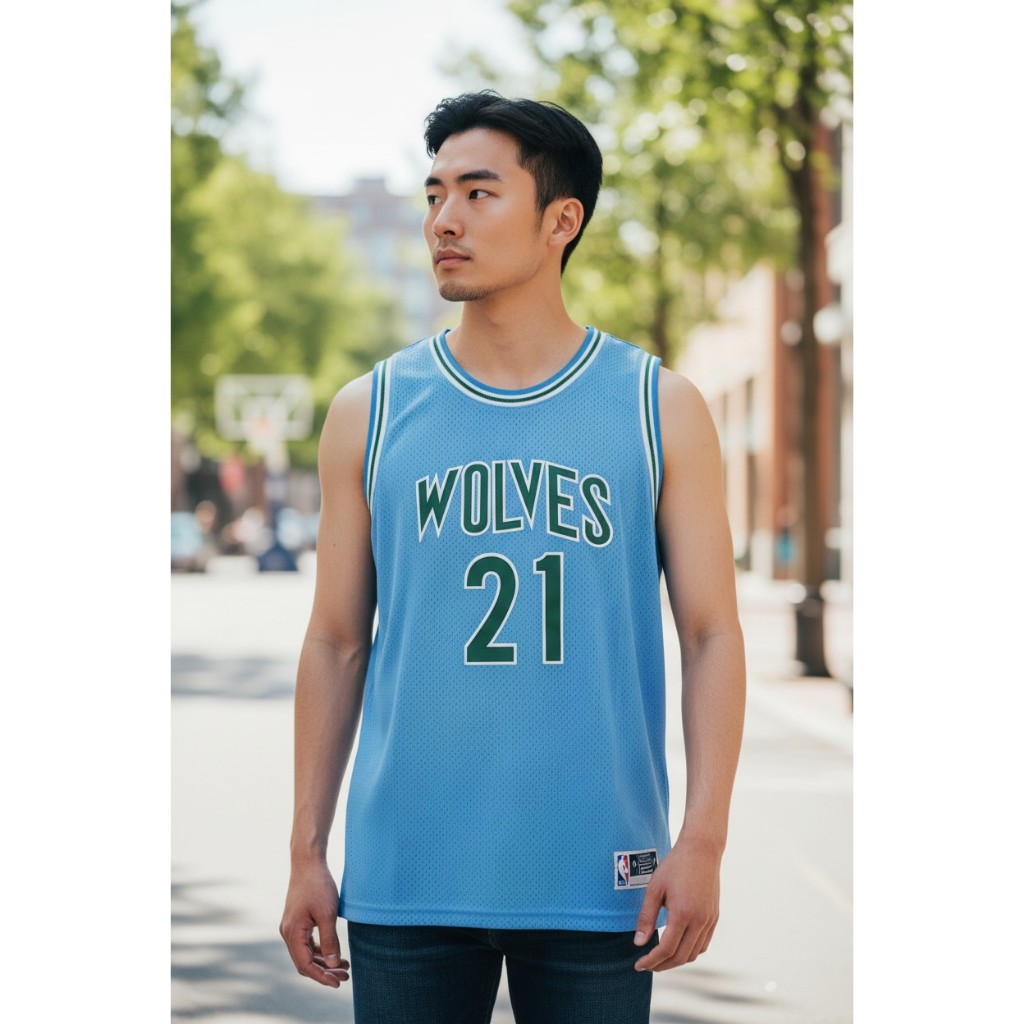 PREMIUM IMPORTED BASKETBALL JERSEY WOLVES 21 KEVIN GARNETT BLUE MN