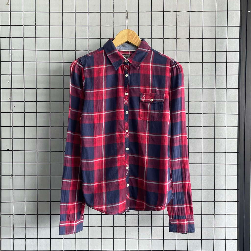 KEMEJA Tommy Hilfiger เสื้อเชิ้ตลายสก๊อตผู้หญิง