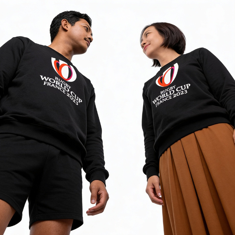 Rugby World Cup Logo Crewneck Sweatshirt วัสดุผ้าฟลีซ | คอกลมลําลอง Unisex | แค่คําสั่ง ตอนนี้