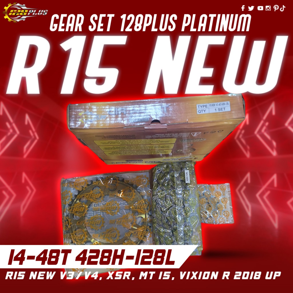 ชุดเกียร์เกียร์แพ็คเกจ 128PLUS PLATINUM R15 V3 V4 MT 15 XSR VISION R 2018