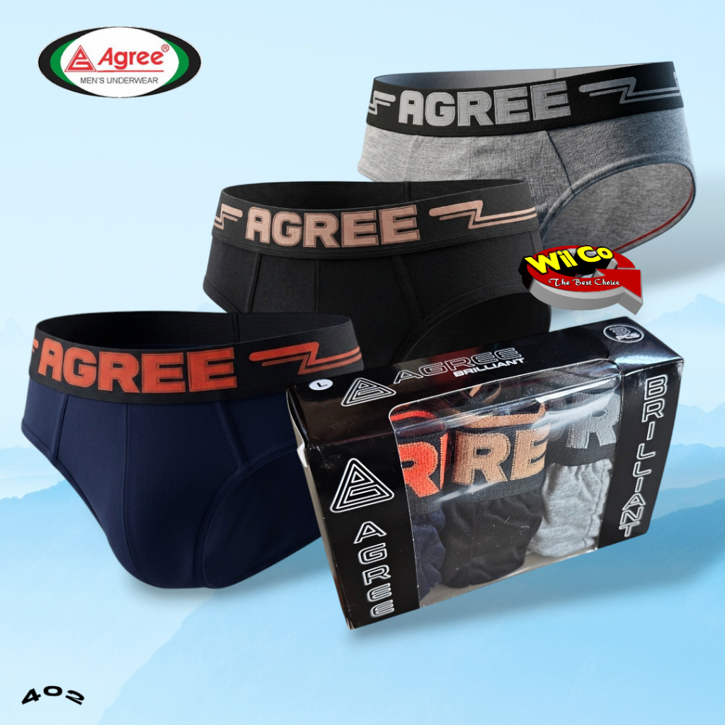 K402 (3-6 ชิ้น) กางเกงชั้นในชายผู้ใหญ่ Agree กางเกงชั้นในชาย Size M, L, XL