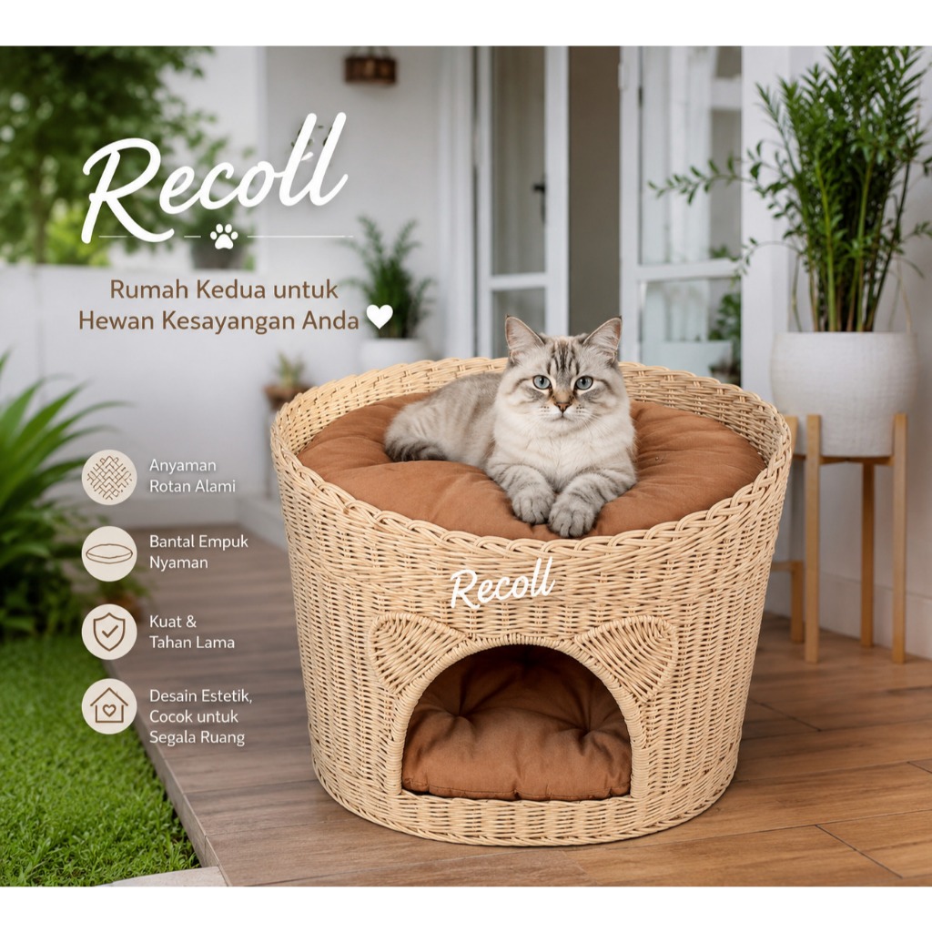 ฟรี RATTAN CAT AND DOG HOUSE 2 BEDS/CAT CAGE OVAL CASTLE TOWER