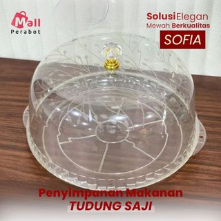 Mall Perabot | Tudung Saji Sofia Akrilik Kristal Mewah Tempat Penyimpanan Kue Donat Estetik Anti Debu Diameter 26cm Murah