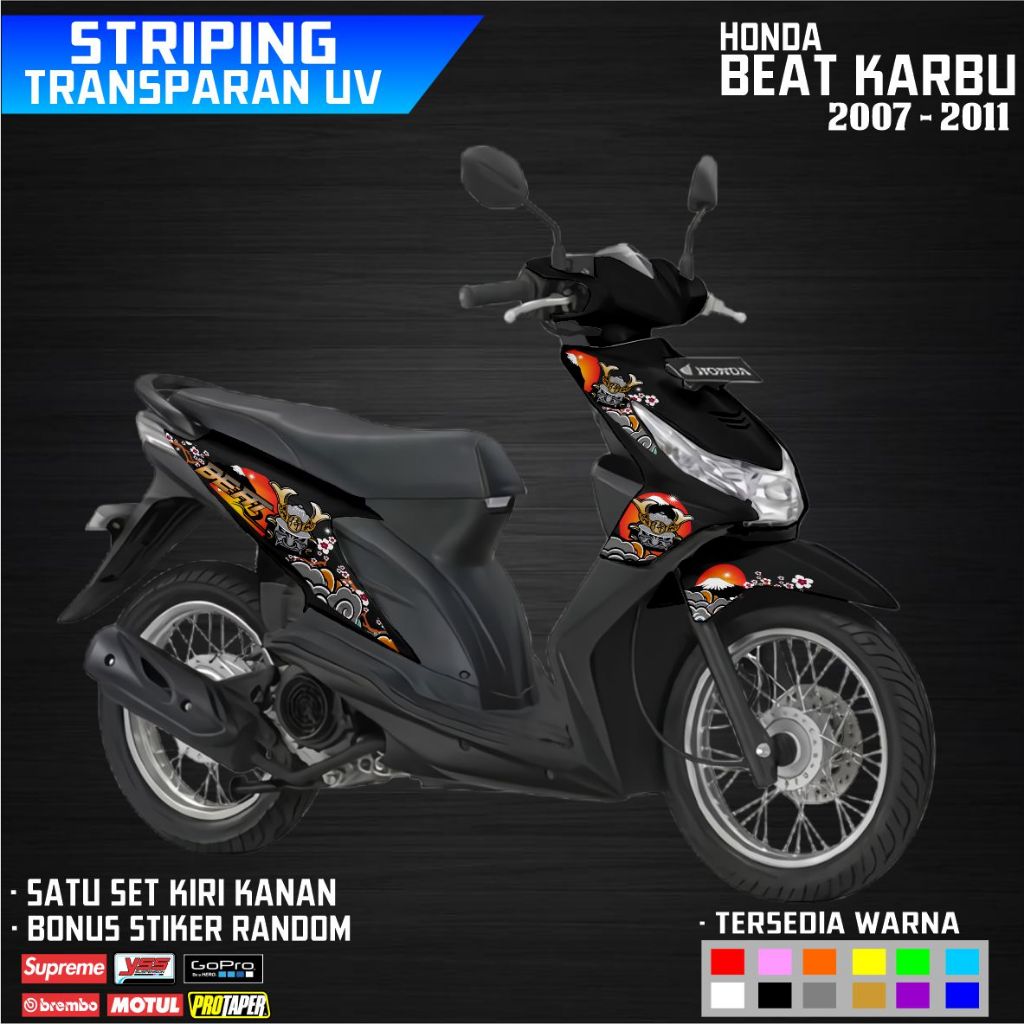 HONDA BEAT CARBON TRANSPARENT UV STRIPING STICKER ใหม่ ARAI STYLIST COOL GRAPHICS