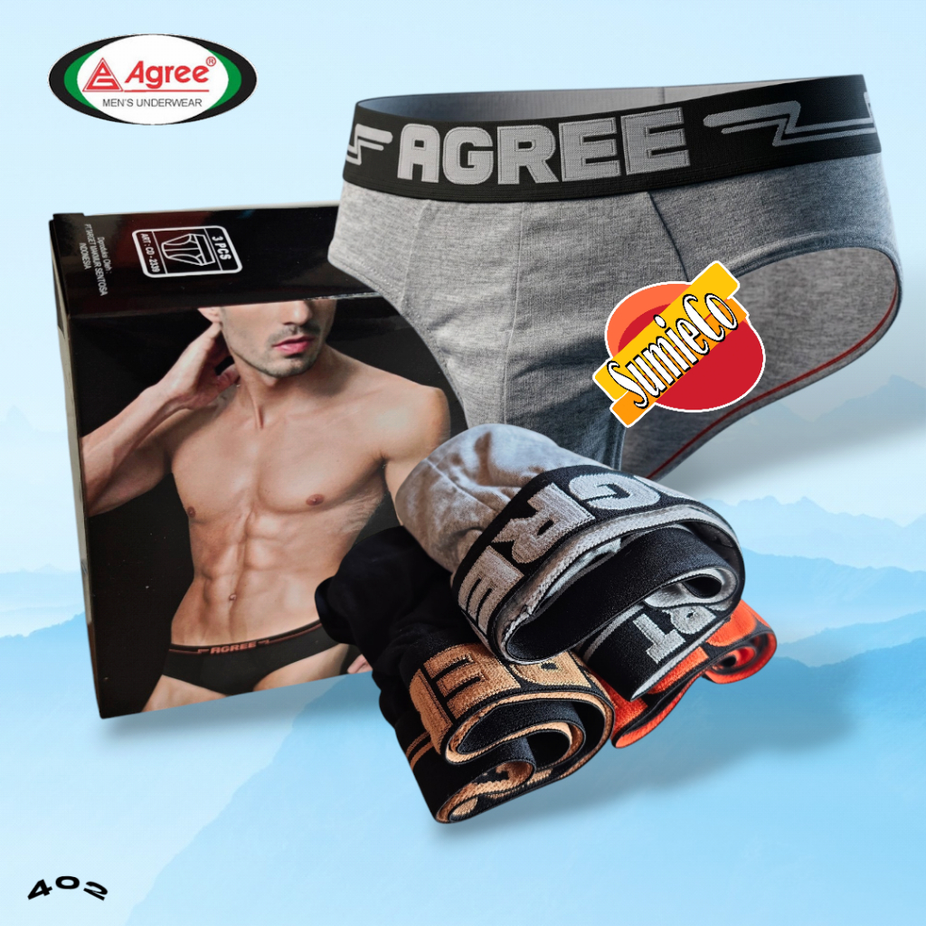 SM402 (3-6 ชิ้น) กางเกงชั้นในชายผู้ใหญ่ Agree กางเกงชั้นในชาย Size M, L, XL