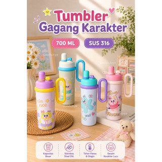 TUMBLER STAINLESS STEEL KARAKTER 700ML 20267 TEMPAT MINUM GAGANG