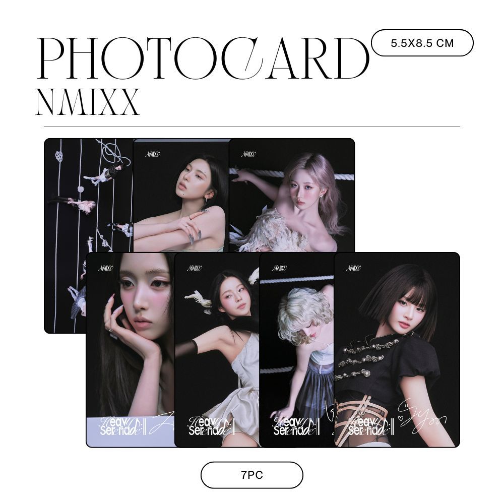 HOLOGRAM PHOTOCARD NMIXX HEAVY SERENADE 8 ชิ้น การ์ด KPOP UNOFFICIAL HAEWON LILY SULLYOON BAE JIWOO
