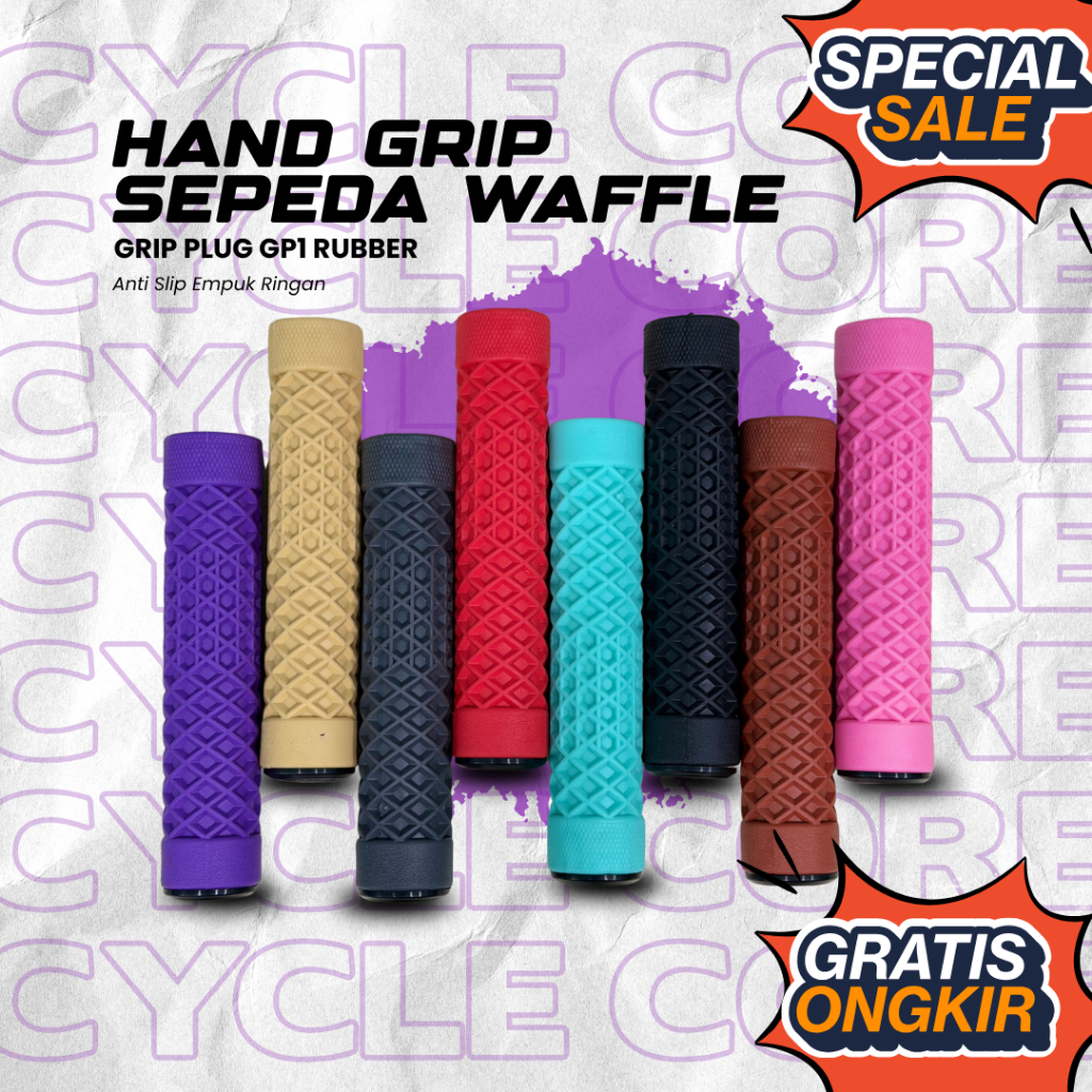 WAFFLE Grip Plug GP1 ยาง BMX MTB จักรยานพับ Fixie Commuter Bike Minivelo Minion Hybrid Gravel Down Hill BMX ฟรีสไตล์ Anti Slip Soft Light