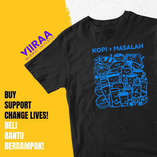 Kaos Pria Unisex Kopi > Masalah Cotton Combed 24s 30s - Sablon DTF, Nyaman Dipakai Coffee Lover