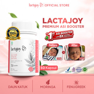 Lactajoy ASI Booster 50 Kapsul - Pelancar ASI 24 Jam BPOM & Halal - Daun Katuk, Fenugreek, Daun Kelor Moringa dan Fish Alergen Free