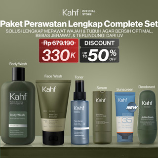 [KAHF BUNDLE 6IN1 PAKET PERAWATAN LENGKAP] Paket Complete Set (Face Wash + Toner + Serum + Sunscreen + Body Wash + Deodorant) - Solusi Lengkap Rawat Wajah & Tubuh Bersih Optimal, Bebas Jerawat, Terlindungi dari UV - Suitable for Daily Use