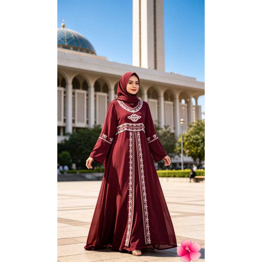 MAROON EMBROIDERED CHIFON PARTY GAMIS LD 106 PB 130 PL PREMIUM