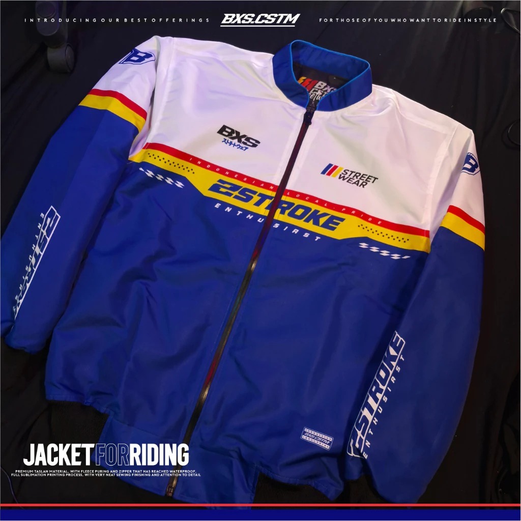 เสื้อแจ็คเก็ตมอเตอร์ไซค์ 2-STROK 2-STOKE พิมพ์เต็มสําหรับทัวร์ SUNMORI RIDING ORIGINAL BXS CUSTOM