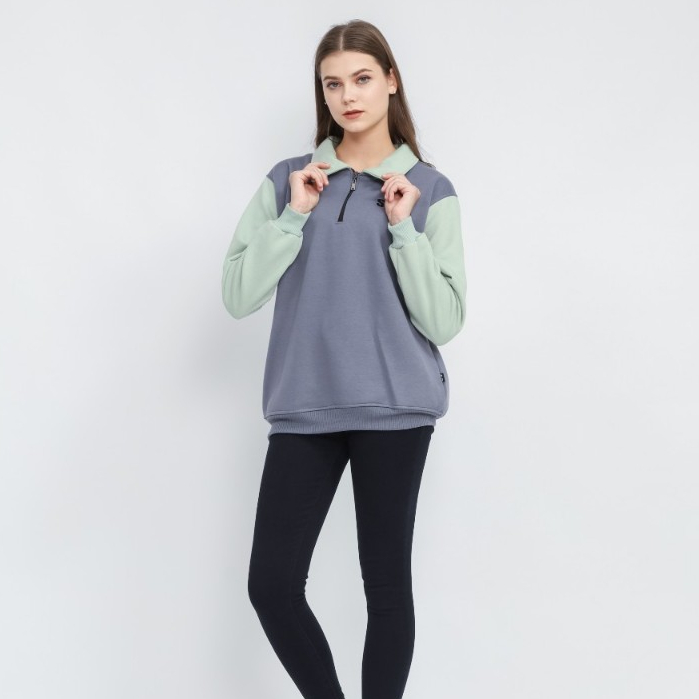 Rugby Halfzip Couple Two Tone Mens Womens Trend / Premium Collared Sweater with Text Motif