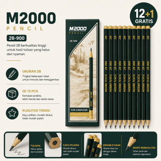 Pensil 2B M2000 Isi 12 Pcs Alat Tulis Anak Pensil