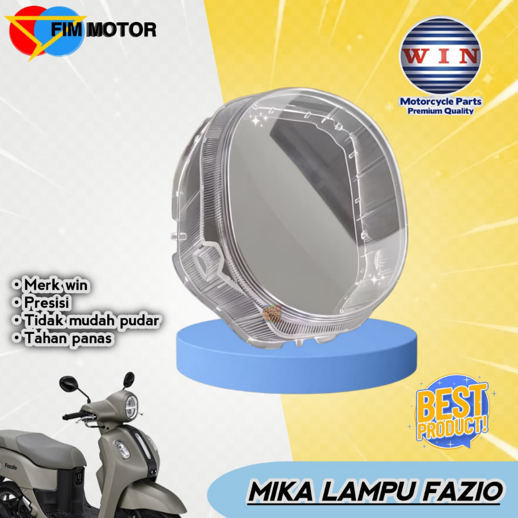 WIN Yamaha Fazzio กระจกไฟหน้า Mica Win ยี่ห้อ คุณภาพใส ทนความร้อน