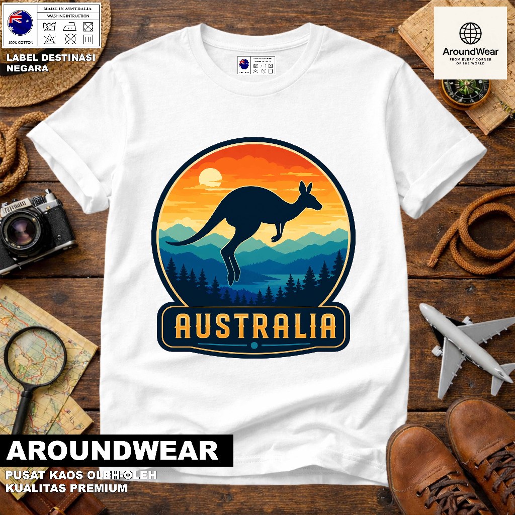 เสื้อยืดโดย AUSTRALIA Sydney พร้อมแท็ก AUSTRALIA ผลิตใน 30S Cotton Premium Souvenir Gift