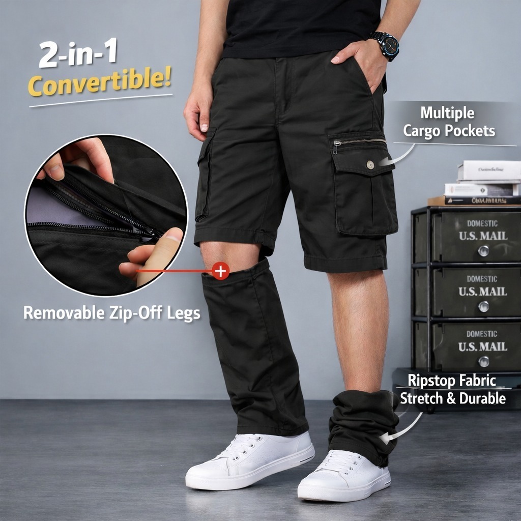 HEADGUN PROJECT Eren Cargo Pants Convertible Long Cargo Pants มากลายเป็นผู้ชายสั้น