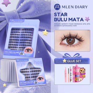 MLEN DIARY STARS Series Bulu Mata Palsu Keriting C Alami Individu yang Dapat Digunakan Kembali -Panjang 9-12 mm- Set Ekstensi Bulu Mata Mlen Diary dengan Lem