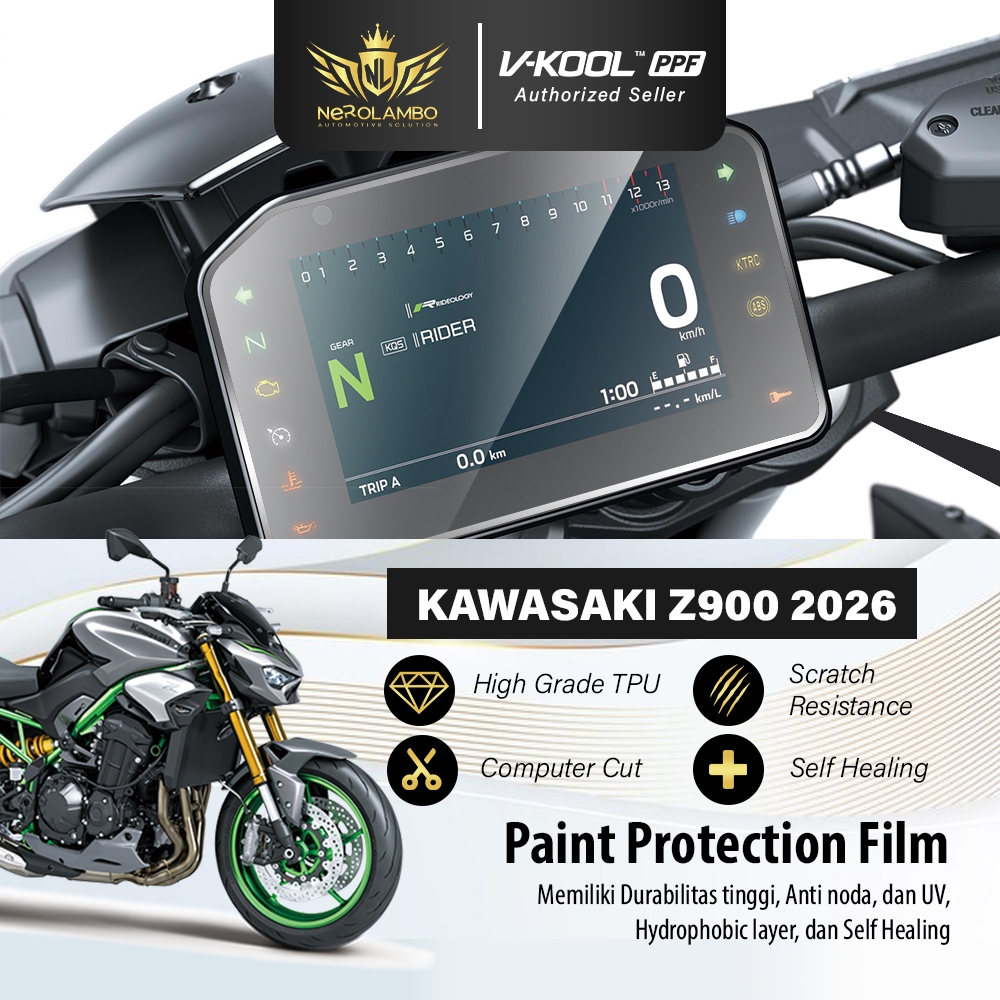 VKOOL PPF Kawasaki Z900 2026 | เรือนไมล์มอเตอร์ไซค์กันรอย | ฟิล์มกันรอยสี