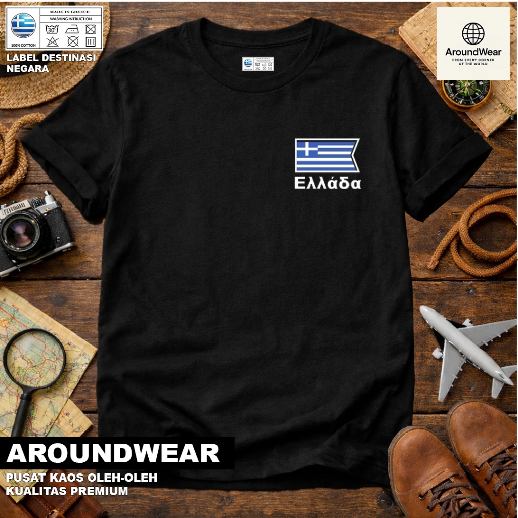 เสื้อยืด BY GREECE THEBES OLYMPIA WITH STATE TAG COTTON 30S SOUVENIR ของขวัญพรีเมี่ยม
