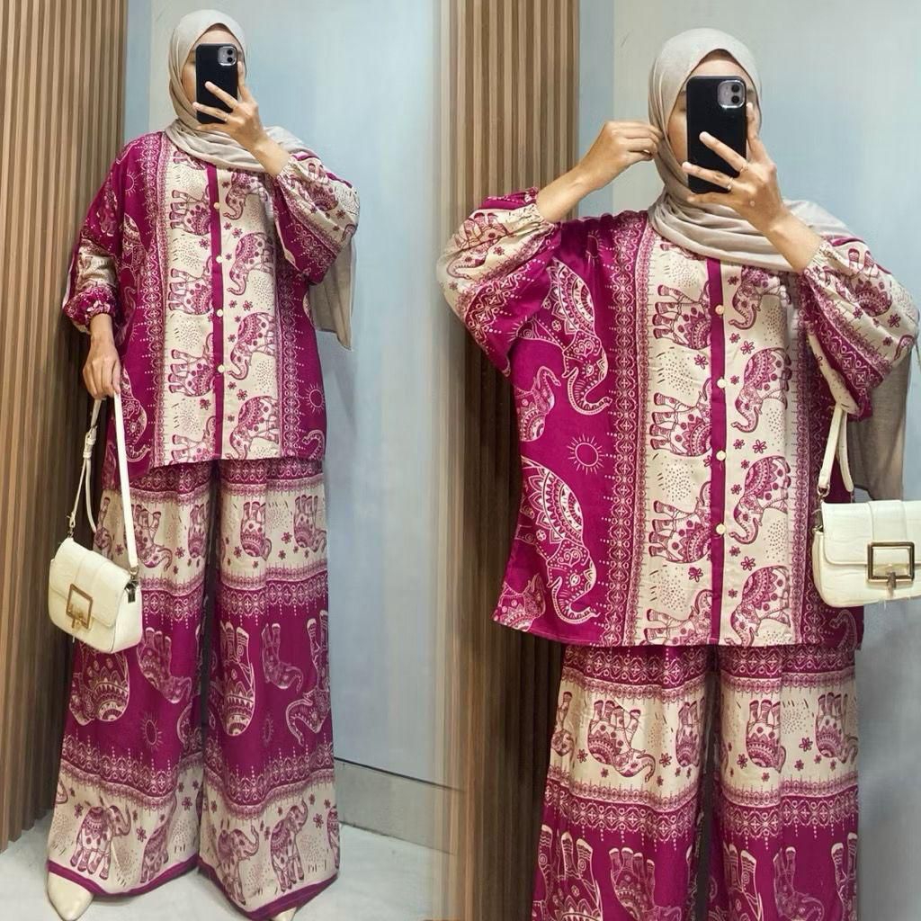 สไตล์กรุงเทพฯ ELEPHANT Oneset เสื้อ Batwing วัสดุเรยอนพรีเมี่ยม Cool One Set Jumbo Batik เสื้อและ Cu
