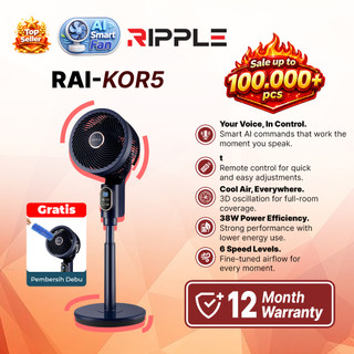 RIPPLE Kipas Angin Berdiri Terbaru Voice control Kipas Angin+Kipas Lantai-Auto Swing 180° Kipas Angin Kontrol& Manual Vertikal 3 Level Hemat Listrik 6 Speed ​​Intelligent Voice Control Fan