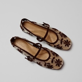 ACENZA NAOMI - Flatshoes Mary Jane Wanita Floral Premium - Sepatu Wanita Vintage