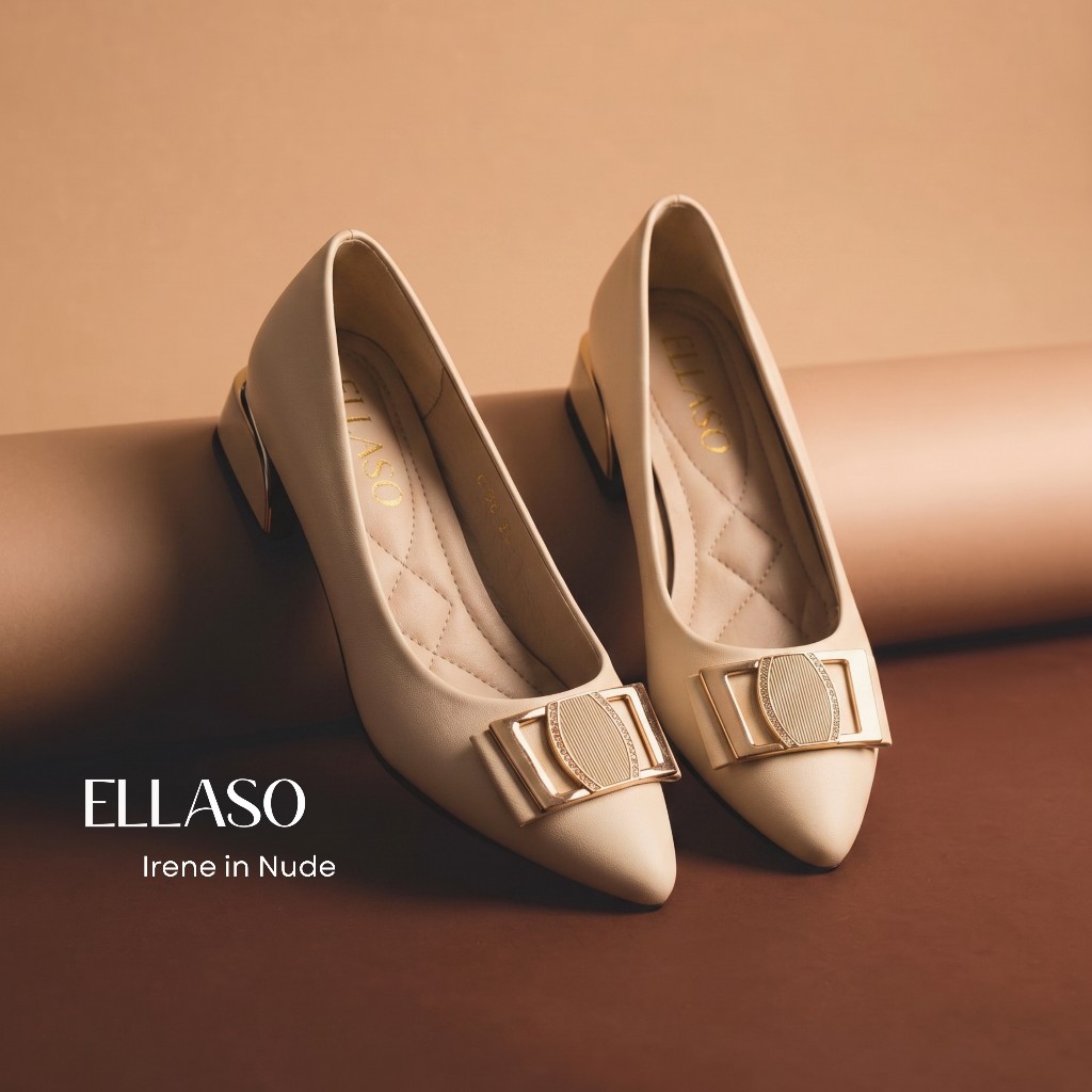 ELLASO Irene Block Heels 3ซม. สีนู๊ด | ไซส์ 36-40
