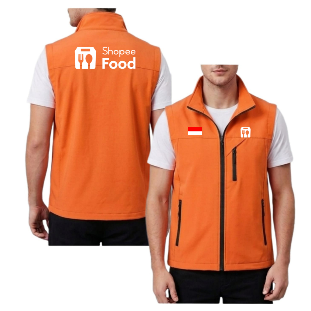 เสื้อกั๊กมอเตอร์ไซค์กันลมที่ปรับแต่งได้ Shopee Shope Food Driver Vest Jacket สามารถปรับแต่งได้ด้วยโลโก้เสื้อกั๊กหนา