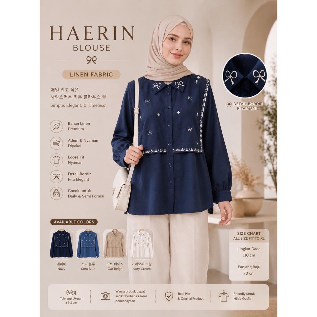 Nougha Verhos - เสื้อ Haerin / ผ้าลินิน / LD 110cm / PB 70cm