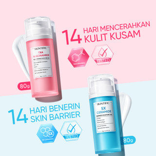 SKINTIFIC - Barrier Repair & Brightening Moisturizer Gel Set Big Size - Krim Wajah Semua Jenis Kulit/Kulit Kering/Berjerawat - Repair/Memperbaiki Skin Barrier/Melembabkan/Mencerahkan/Whitening/Calming - Ceramide & Niacinamide - Day & Night Skincare BPOM