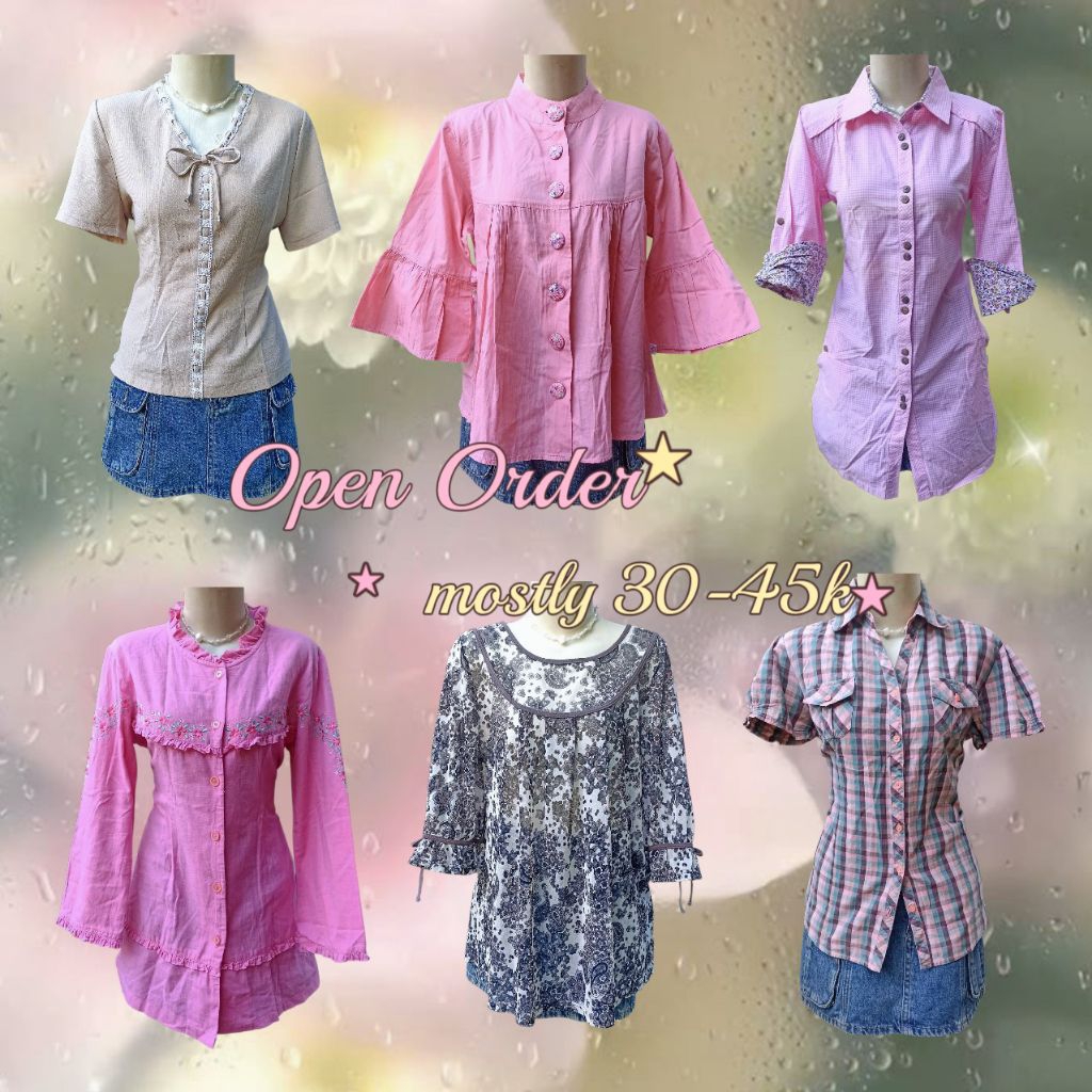KEMEJA Top Blouse Batik Work Shirt Coquette Lace y2k vintage jirei morikei dollette harajuku โบฮีเมี