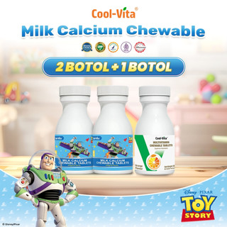 COOLVITA ORIGINAL Tablet Kunyah 2 Botol Calcium Susu Total 60 Tablets + 1 Botol multivitamin Orange isi 30 Tablets Disney Edition Miss U2
