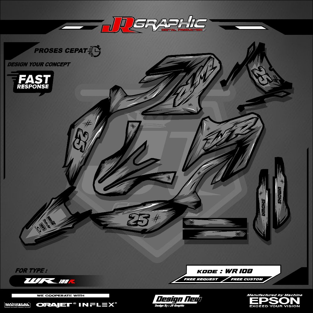 Yamaha WR 155R Skull Decal สติกเกอร์ล่าสุด Full Body หลายสี Choices วัสดุทนทาน Fade Resistance Plus 