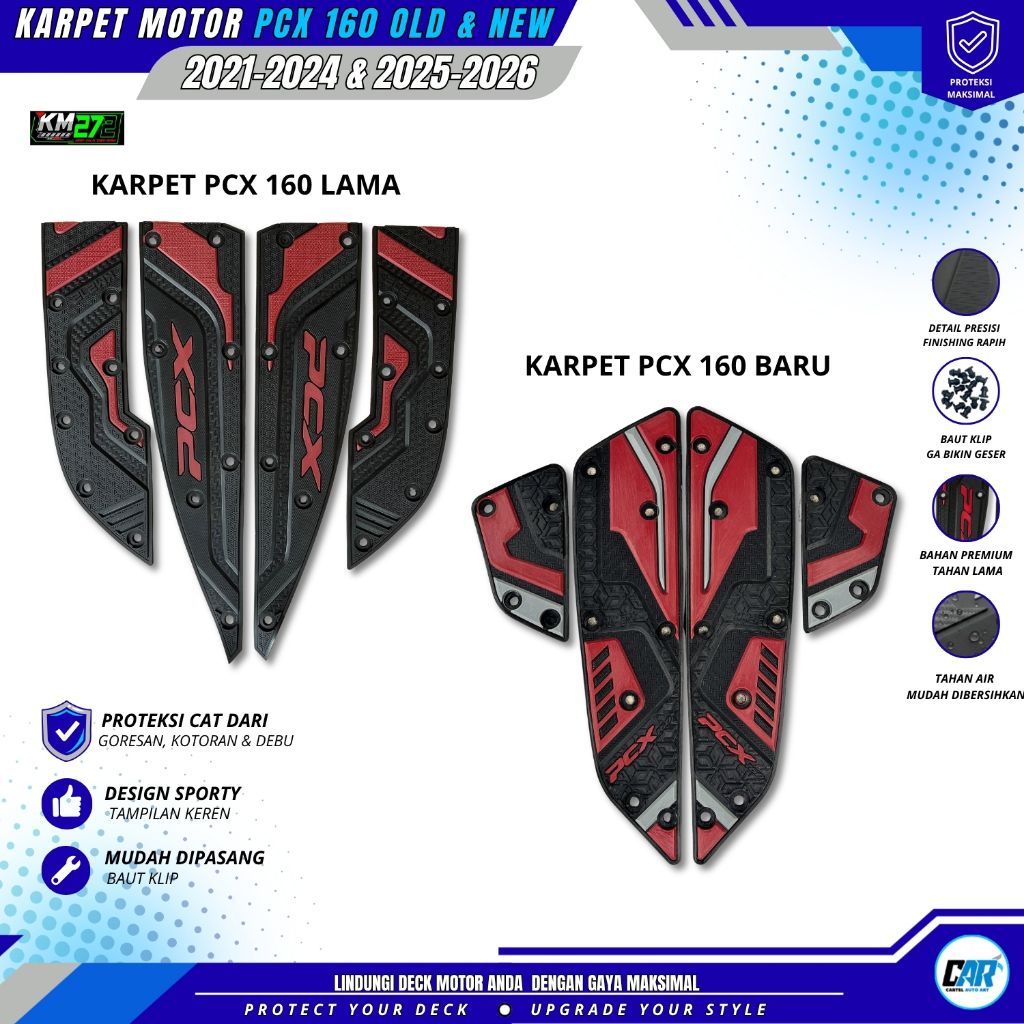 KM272 พรมมอเตอร์ไซค์ Pcx 160 OLD 2021 - 2024 / เสื่อเท้า Pcx 160 NEW 2025 - 2026 / ยางพรีเมี่ยม 100%