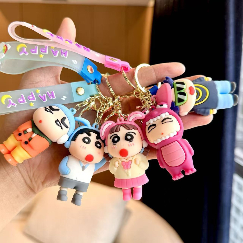 GANTUNGAN Shinchan 3D Keychain / Cute Car Motorcycle Bag Keychain Crayon Shinchan Silicone Doll Stra