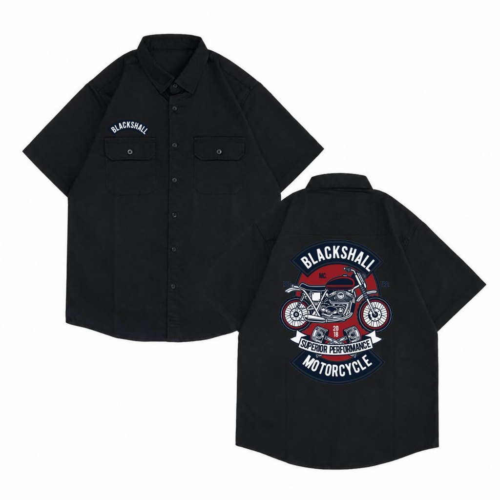 KATUN KEMEJA BLACKSHALL เสื้อทํางานผู้ชาย Premium Casual เสื้อทํางานแขนสั้นผ้าฝ้าย Vintage Retro Out